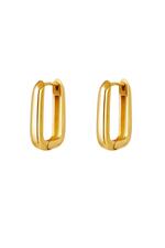 Gold / Earrings square large Gold Stainless Steel Picture2