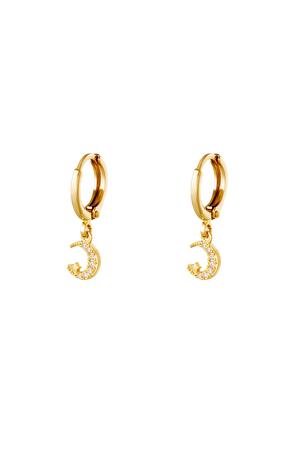 Earrings Moon Star Gold Copper h5 
