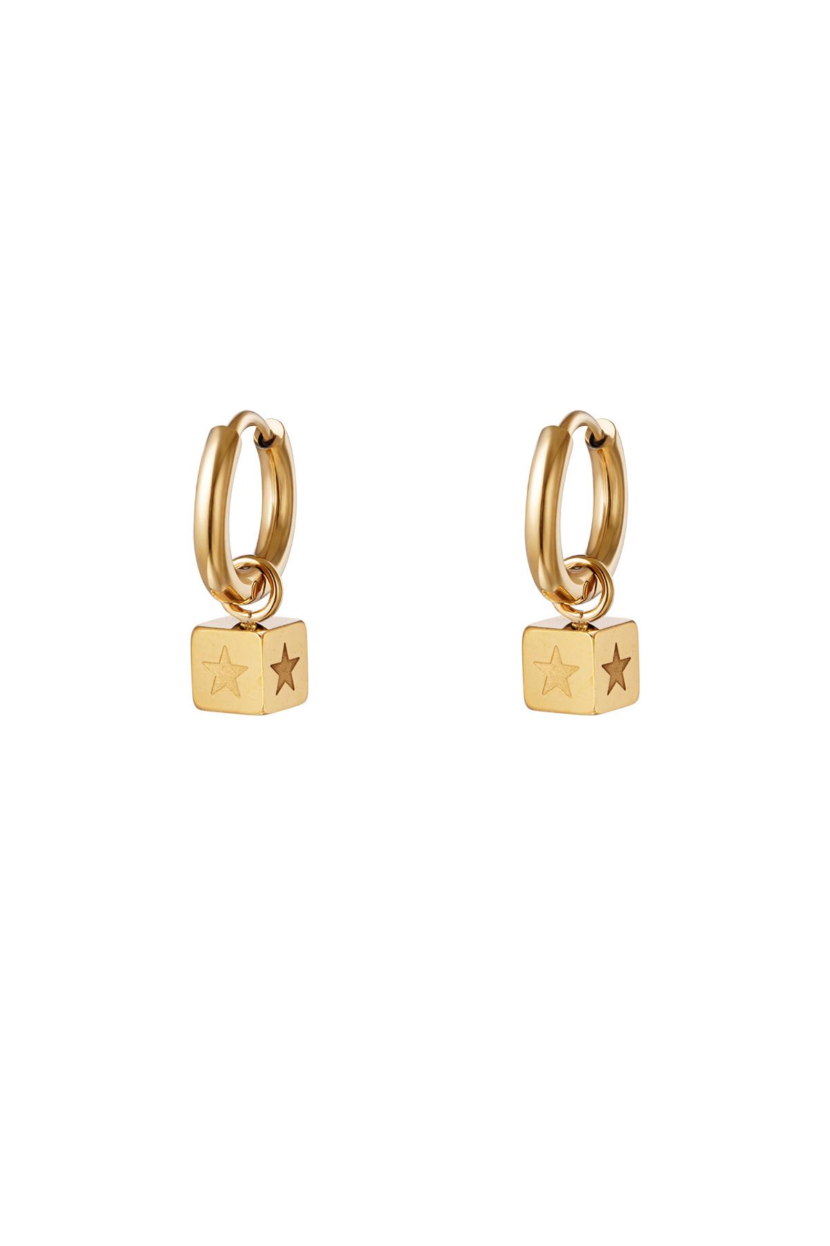 Gold / Cube earrings Gold Stainless Steel 