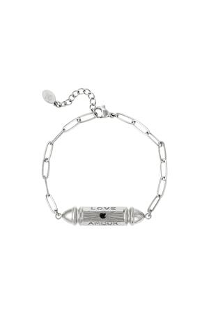 Armband kogelkraal 'love' 'amour' Zilver Stainless Steel h5 