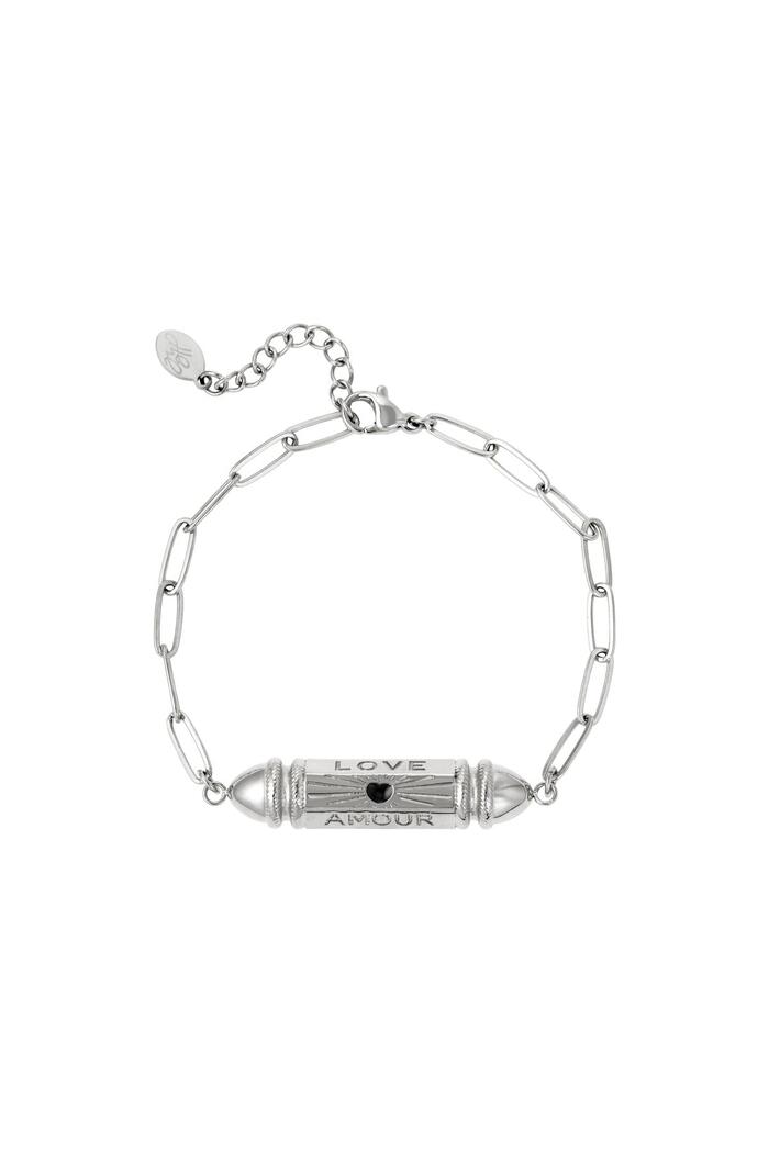 Bracelet bullet bead 'love' 'amour' Silver Stainless Steel 