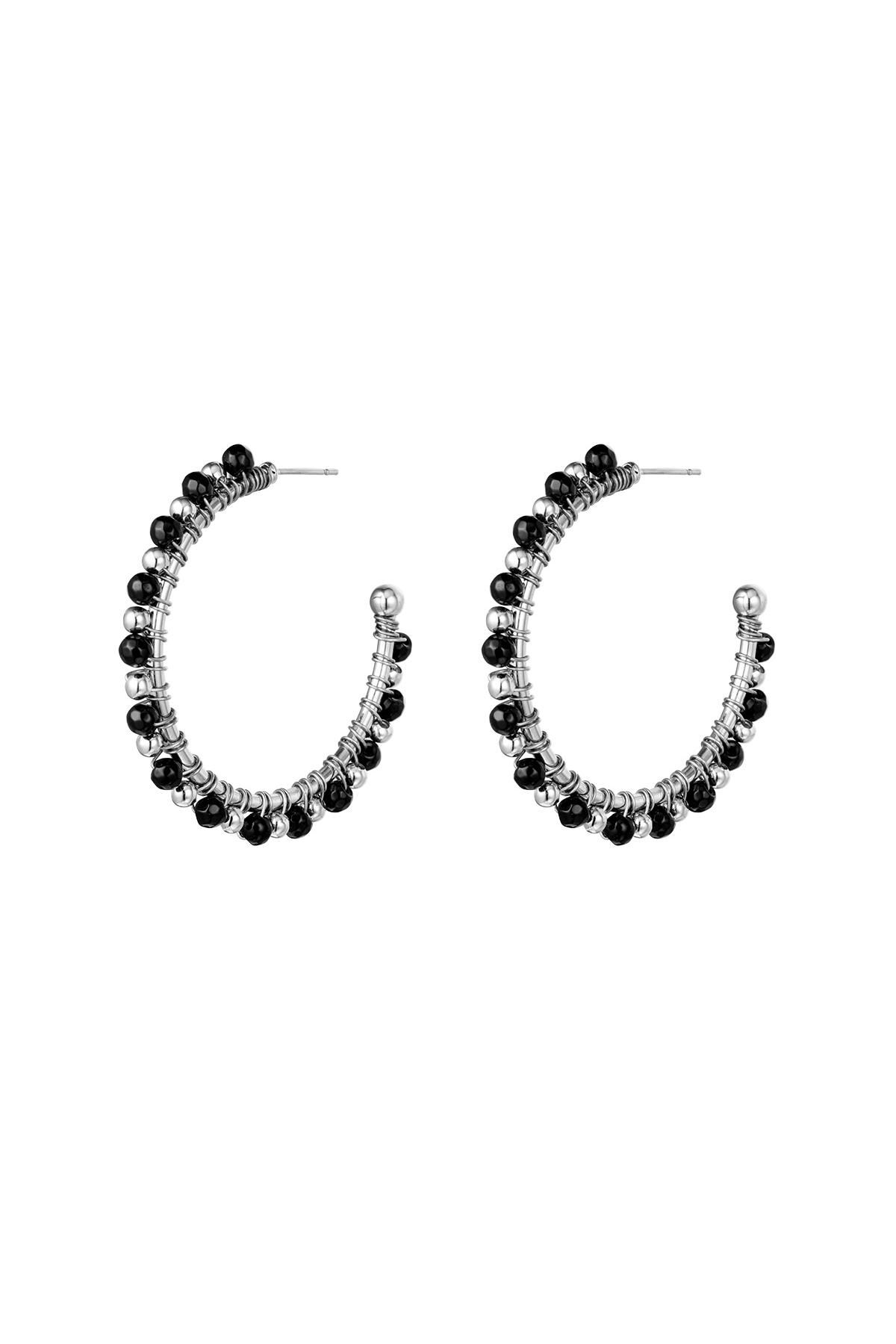 Earrings beaded hoops Black Copper