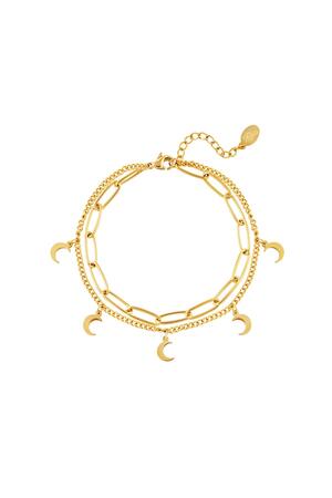 Bracelet Chain Moon Gold Stainless Steel h5 