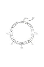 Silver / Bracelet Chain Star Silver Stainless Steel 