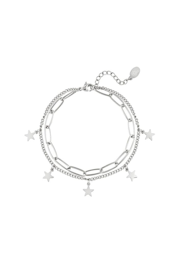 Bracelet Chain Star Silver Stainless Steel 