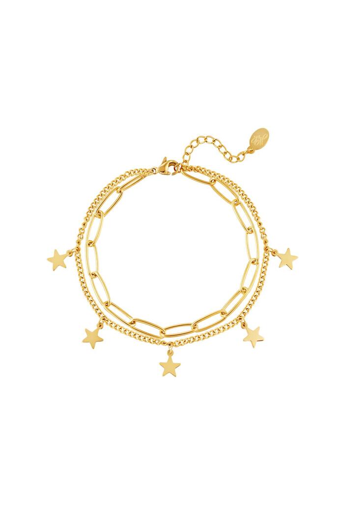 Bracelet Chain Star Gold Stainless Steel 