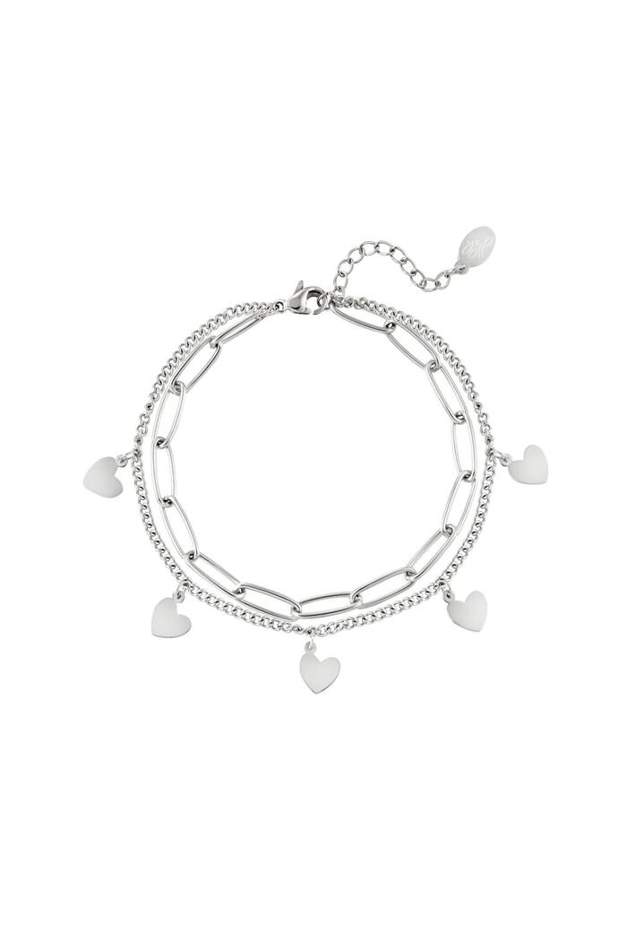 Bracelet Chain Heart Silver Stainless Steel 