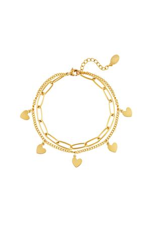 Bracelet Chain Heart Gold Stainless Steel h5 