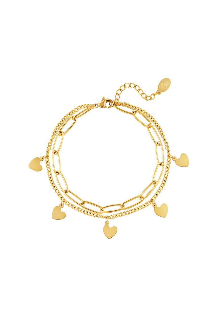 Bracelet Chain Heart Gold Stainless Steel 