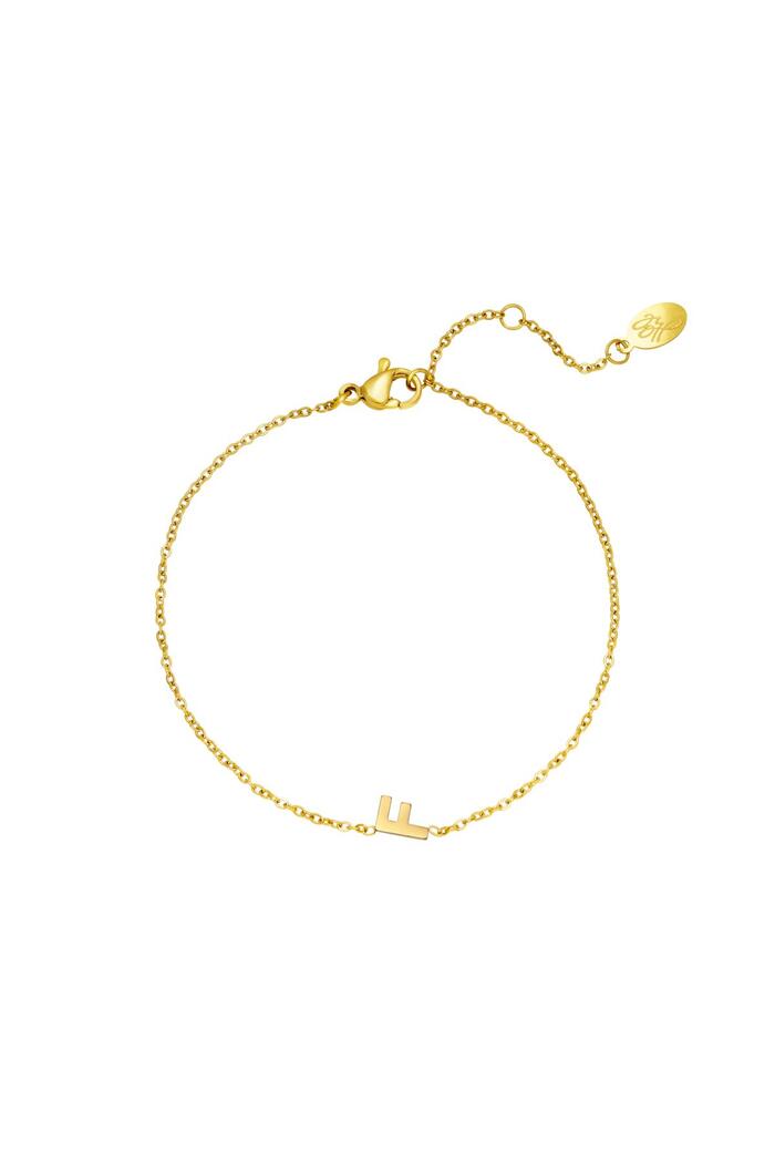 Stainless steel bracelet initial F Gold 