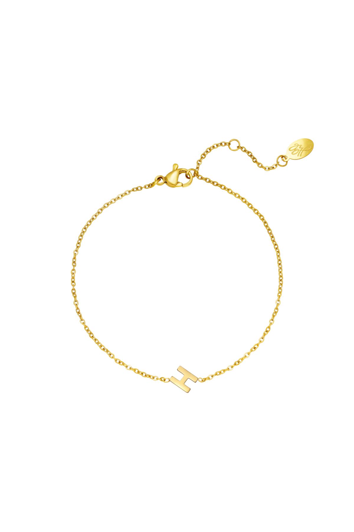 Stainless steel bracelet initial H Gold