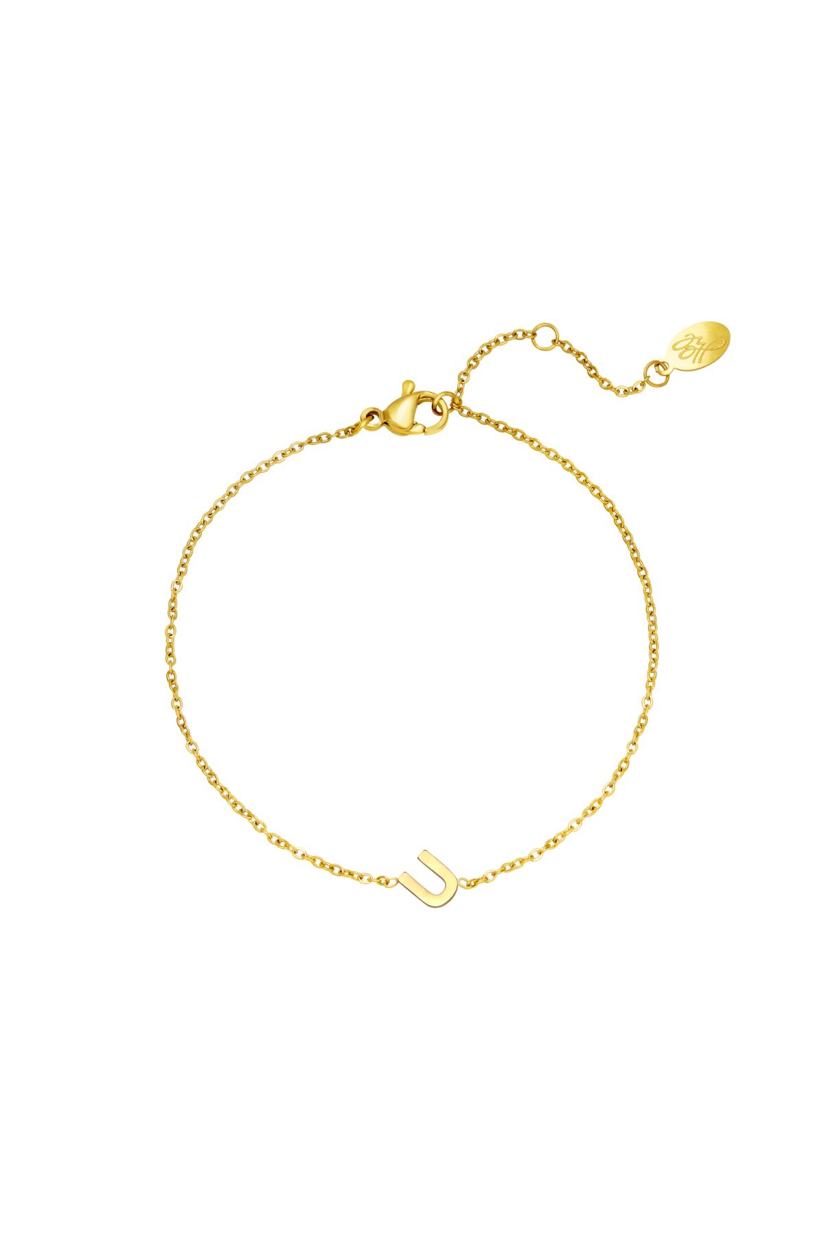 Gold / Stainless steel bracelet initial U Gold Picture10