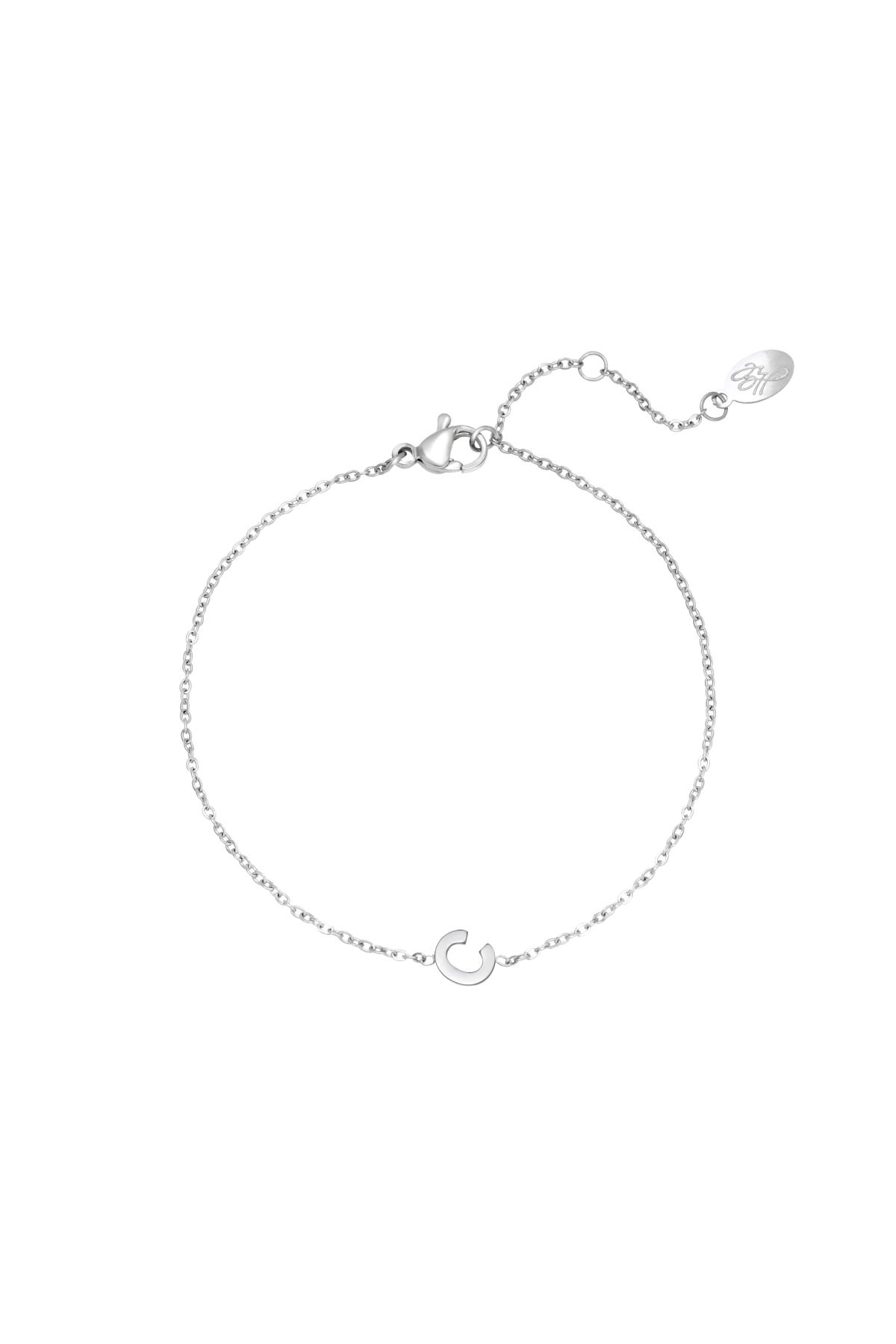 Stainless steel bracelet initial C Silver color