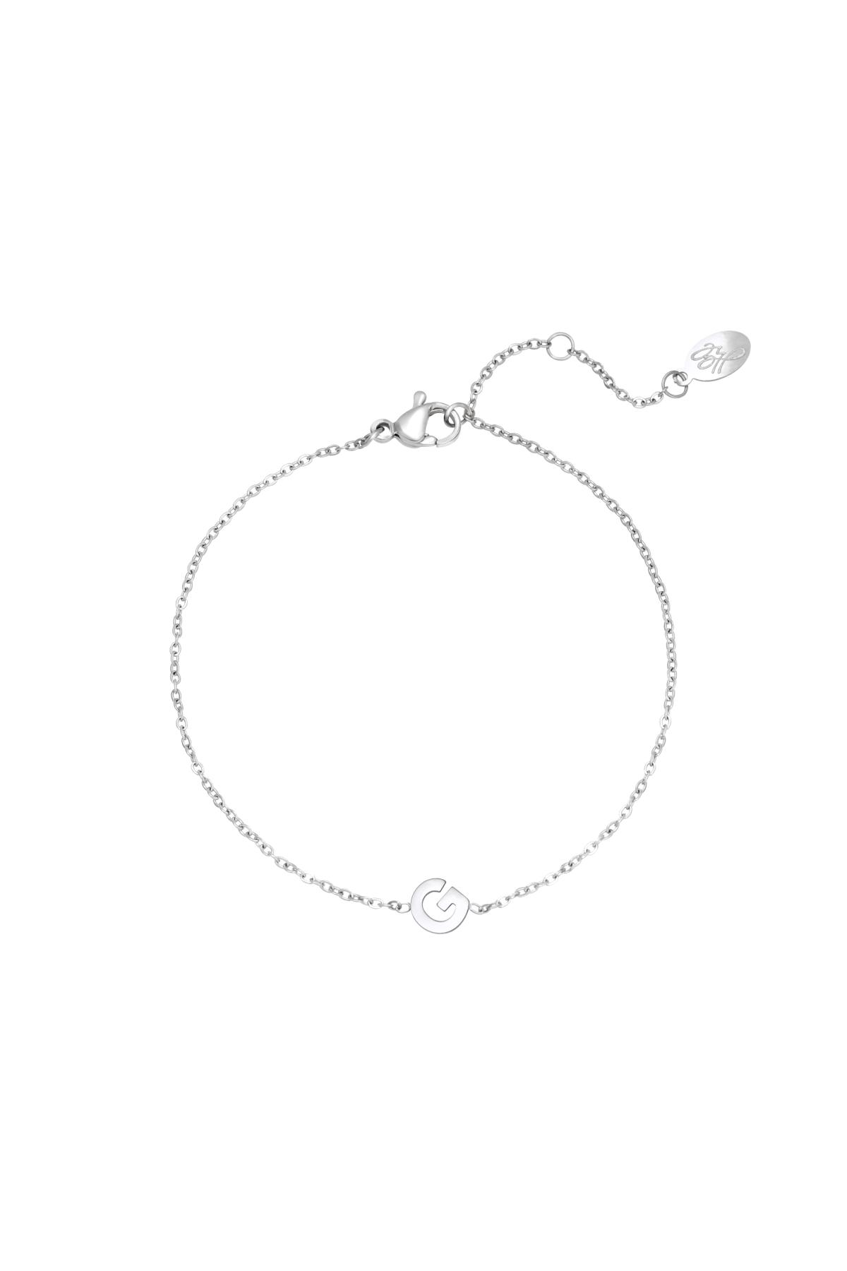 Stainless steel bracelet initial G Silver color