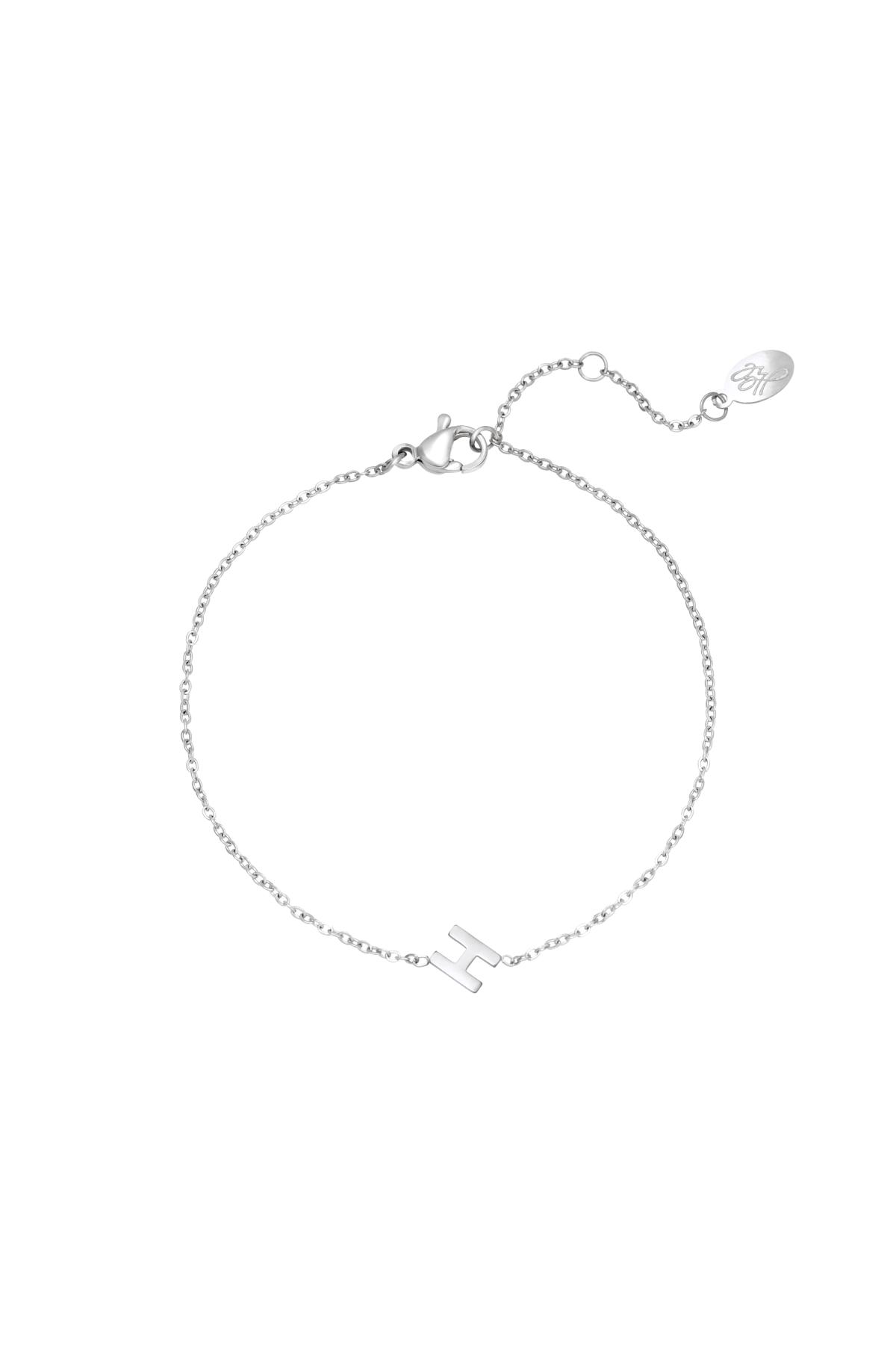 Stainless steel bracelet initial H Silver