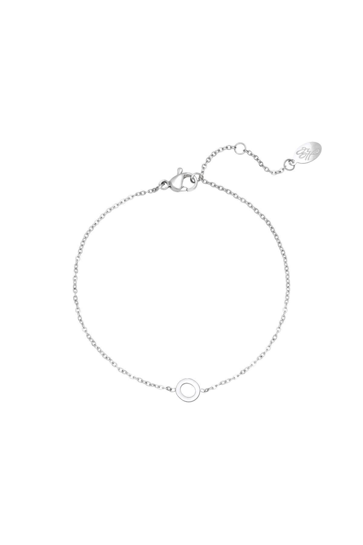 Stainless steel bracelet initial O Silver color