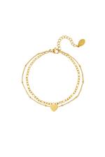 Gold / Bracciale a cuore in acciaio inossidabile Gold Stainless Steel 