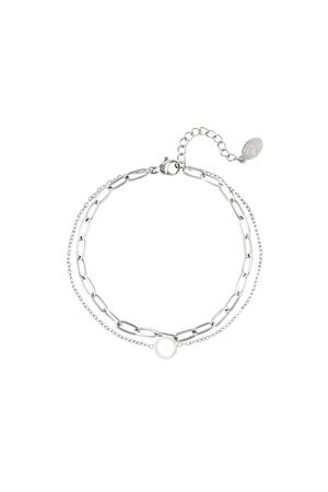Multi-layered stainless steel bracelet Silver h5 