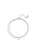 Silver / Double bracelet connected circles Silver Stainless Steel Picture2