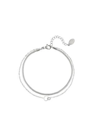Double bracelet connected circles Silver Stainless Steel h5 
