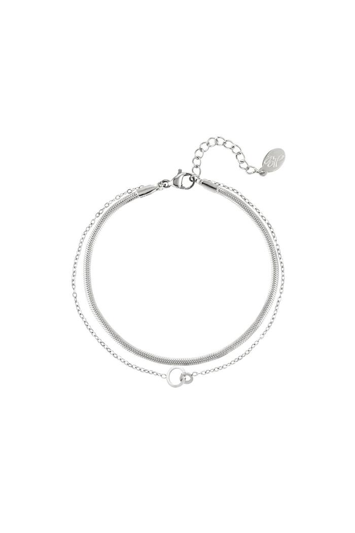 Double bracelet connected circles Silver Stainless Steel 