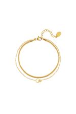 Gold / Double bracelet connected circles Gold Stainless Steel 