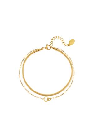 Double bracelet connected circles Gold Stainless Steel h5 