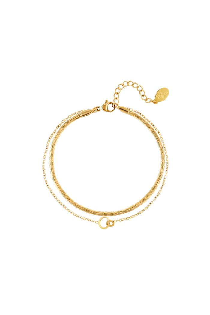 Double bracelet connected circles Gold Stainless Steel 