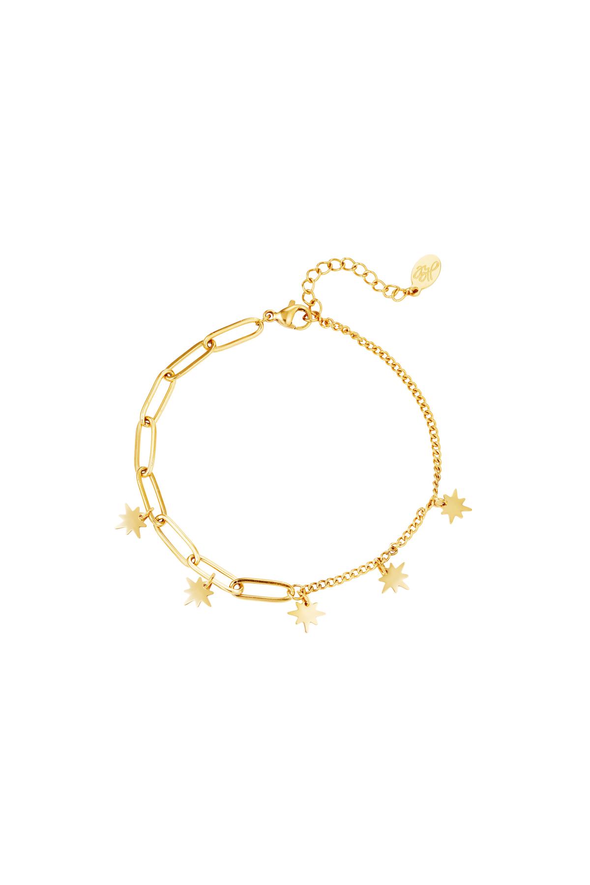 Gold / Stainless steel bracelet with star charms Gold 