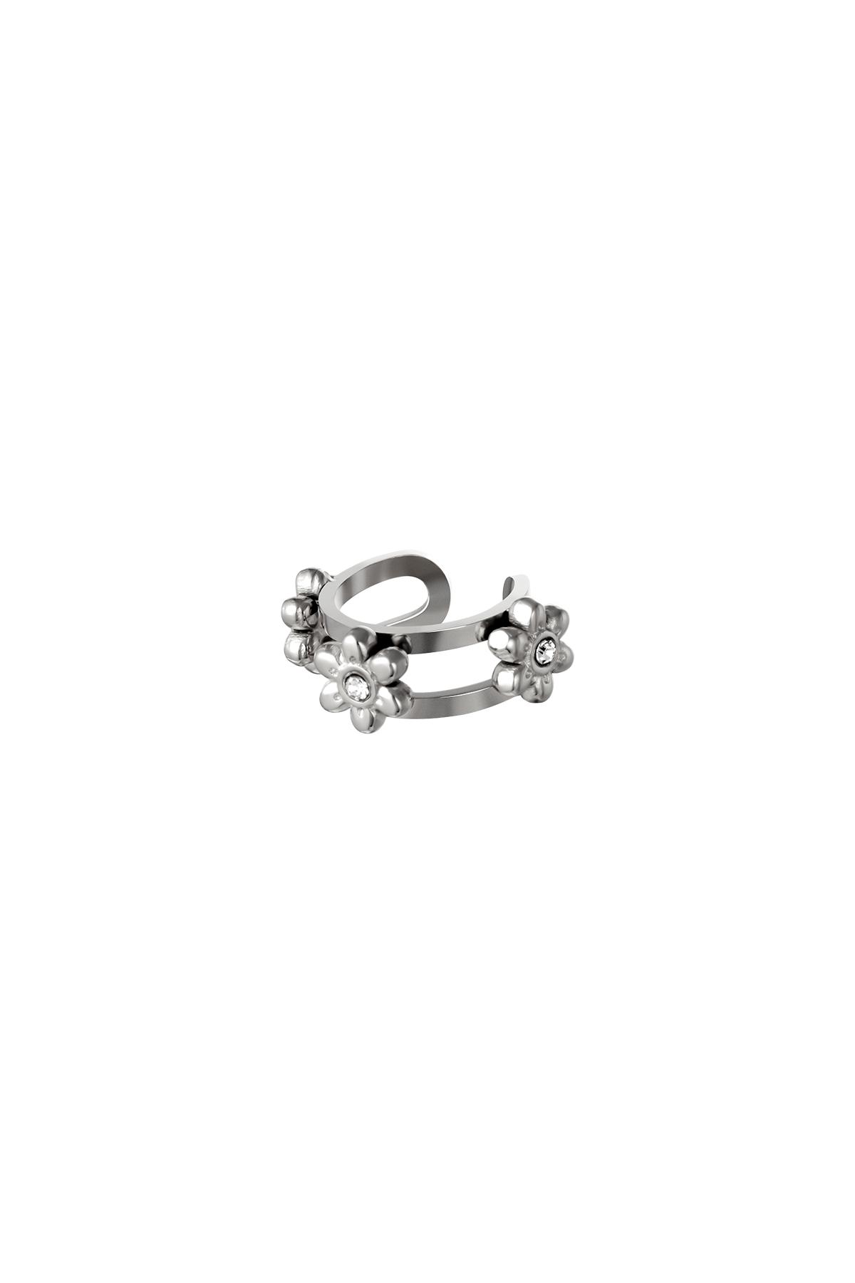 Silver / Earcuff little flowers Silver Stainless Steel Picture2