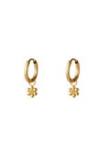 Gold / Little hoops with flower Gold Stainless Steel Picture2