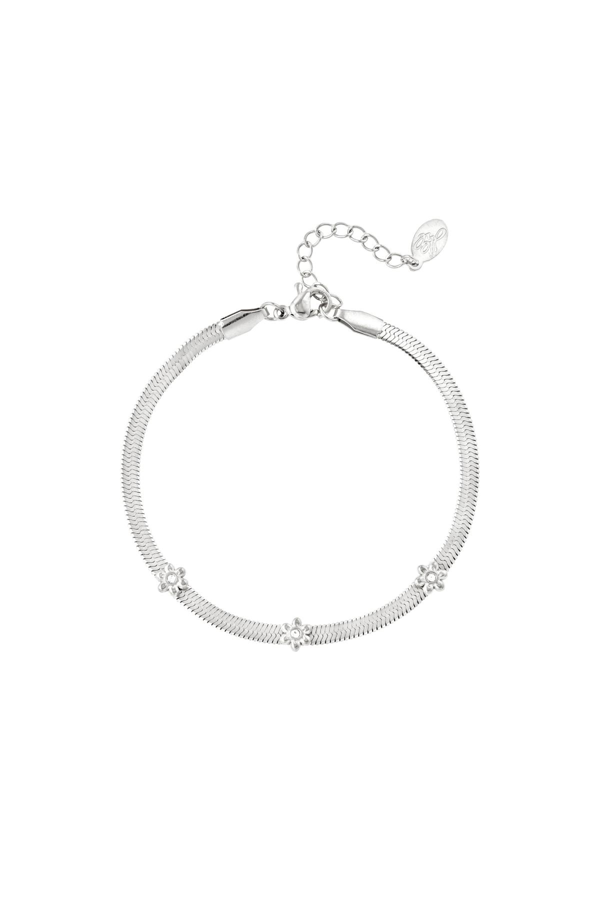 Zilver / Roestvrijstalen armband met bloemetjes Zilver Stainless Steel Afbeelding2