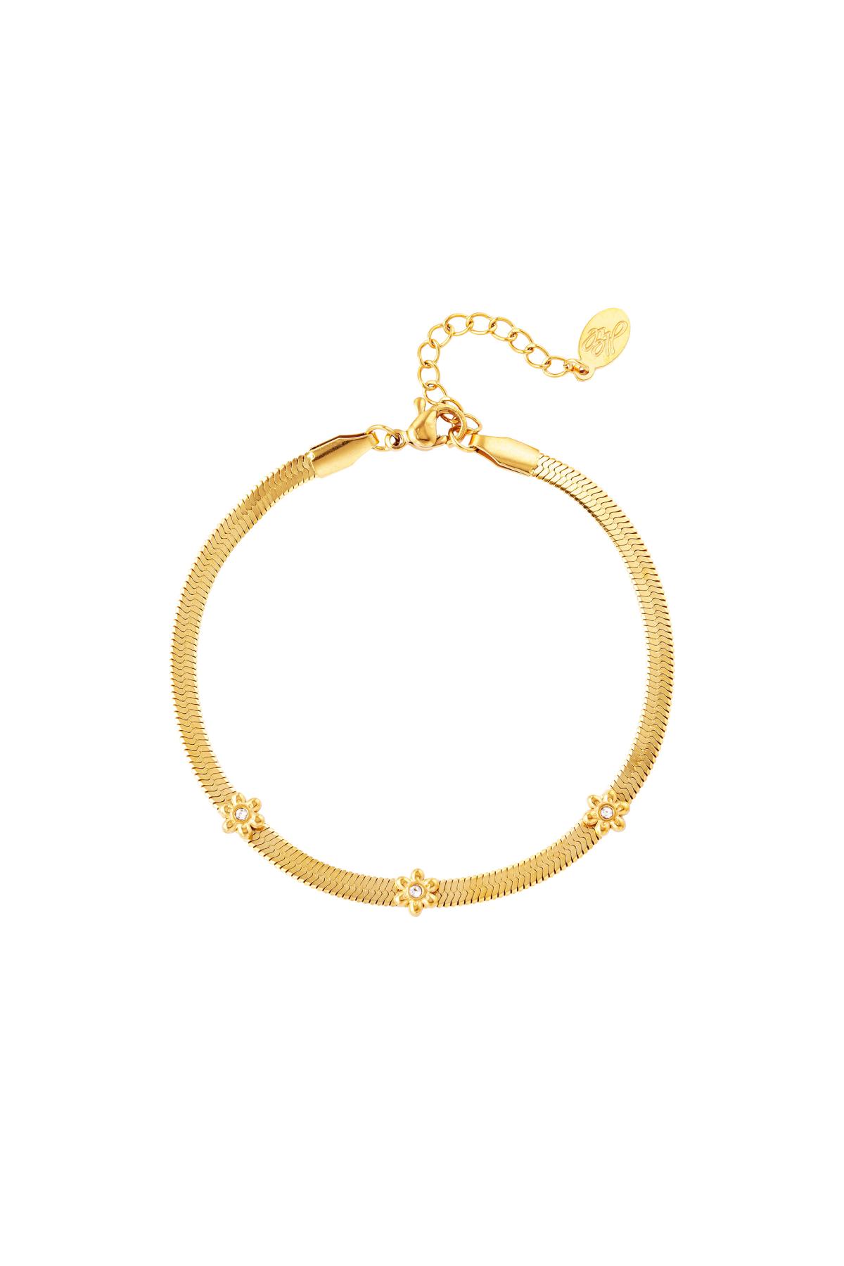 Oro / Pulsera de acero inoxidable con florecitas Oro 