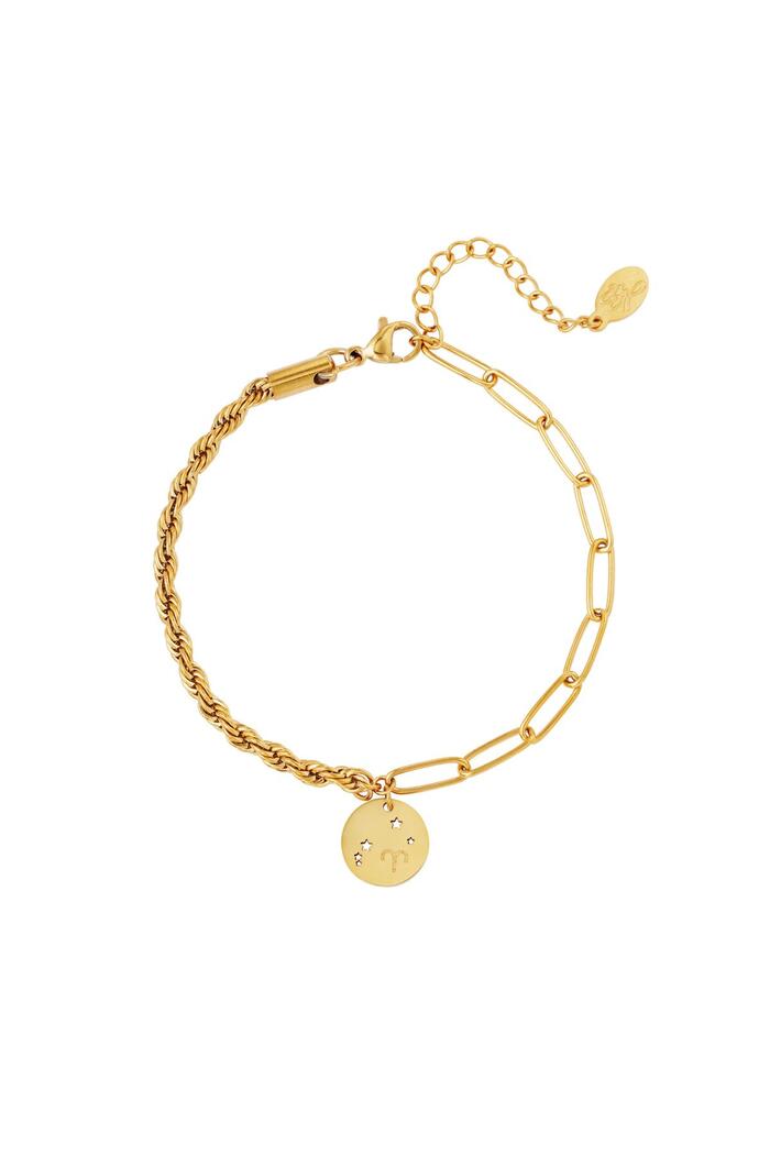 Bracelet zodiac sign Aries Gold Stainless Steel 