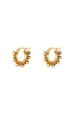 Gold / Hoop Earrings with balls Gold Stainless Steel 