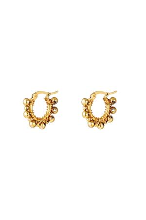 Hoop Earrings with balls Gold Stainless Steel h5 