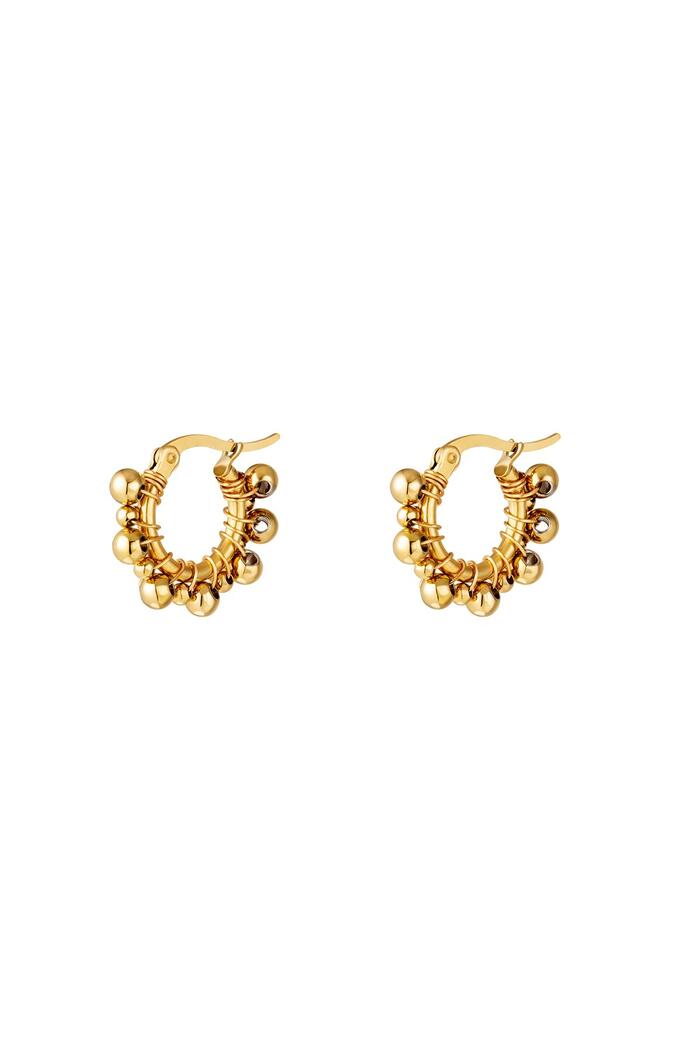 Hoop Earrings with balls Gold Stainless Steel 