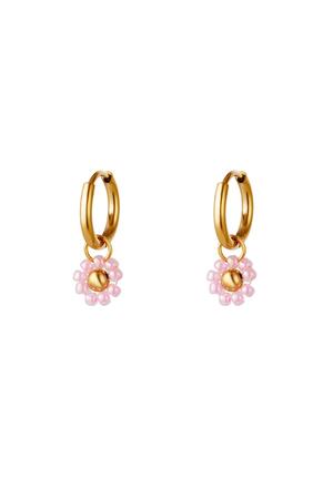 Edelstahl Ohrringe Perlenblume Rosa h5 
