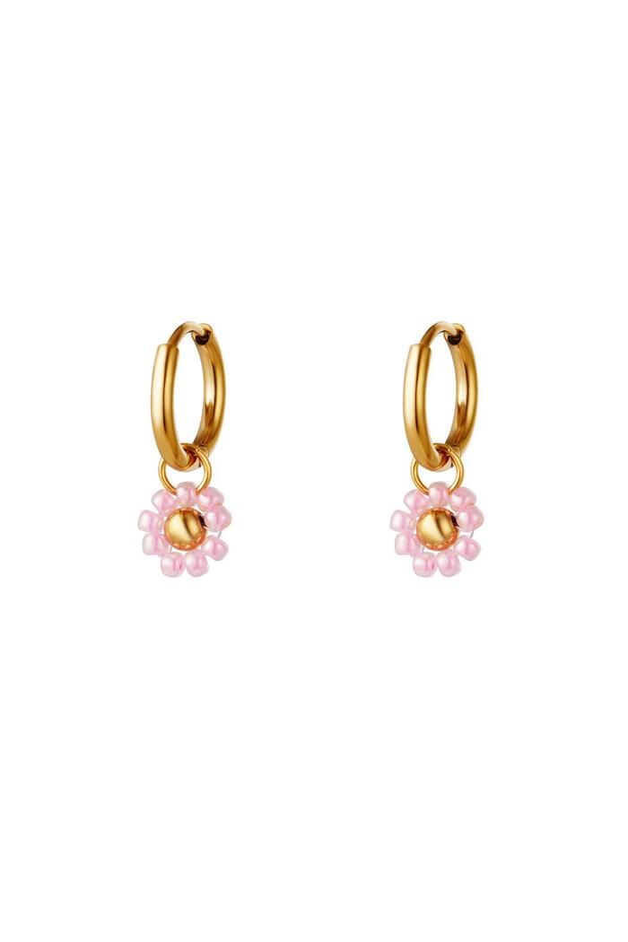Boucles d'oreilles en acier inoxydable Fleur perlée Rosé 
