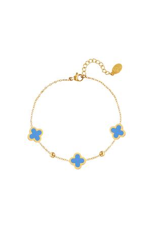 Armband drie klavers Blauw & Gold Stainless Steel h5 