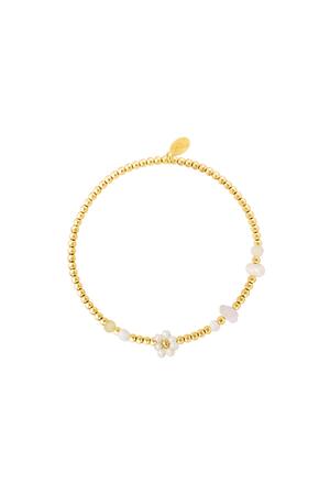 Edelstahl goldenes Armband Blume Weiß h5 