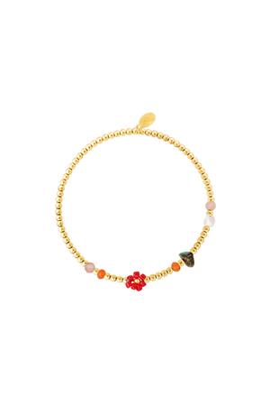 Bracelet en acier inoxydable doré fleur Rouge h5 