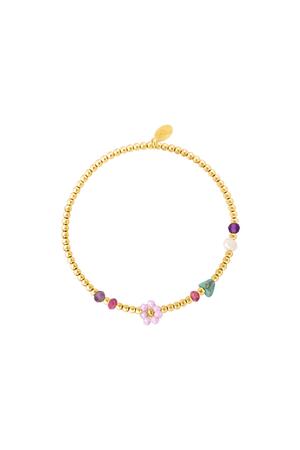 Stainless steel golden bracelet flower Purple h5 