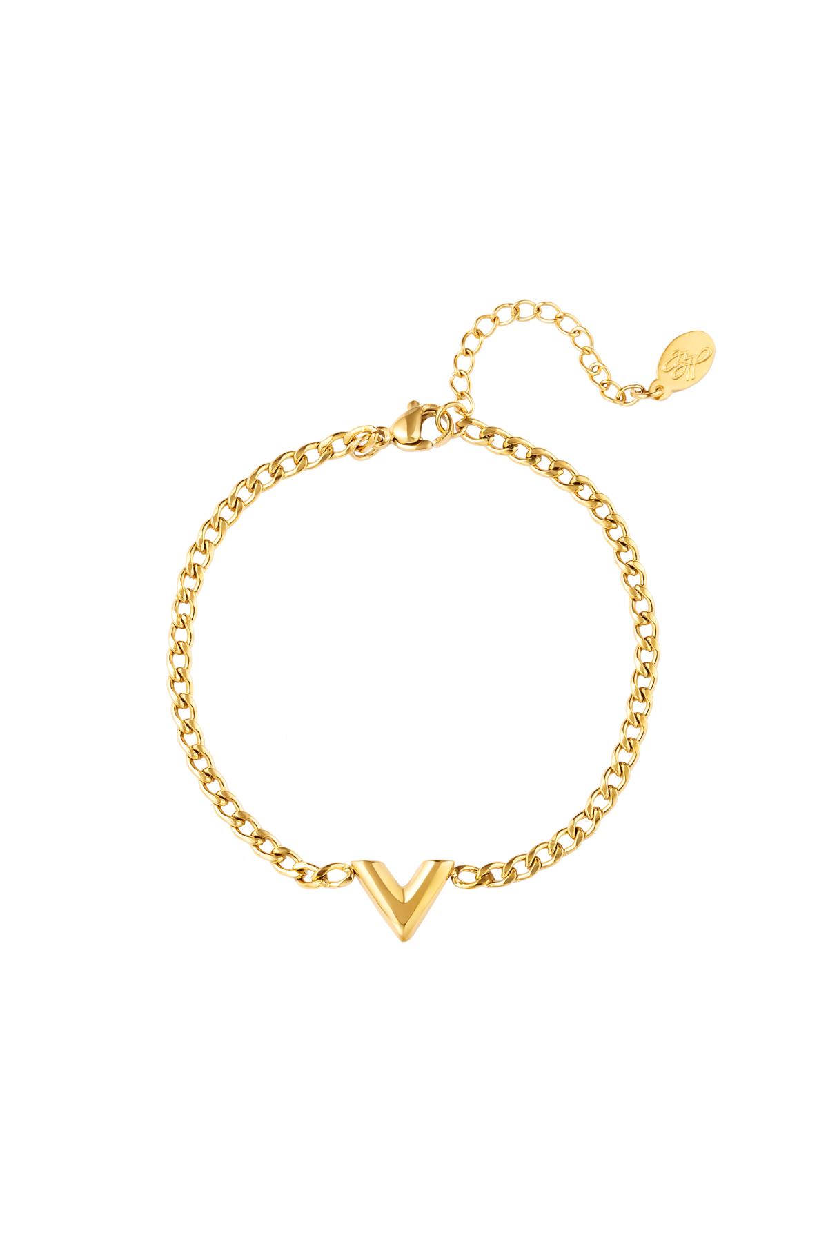 Gold / Stainless Steel Bracelet Letter V Gold 