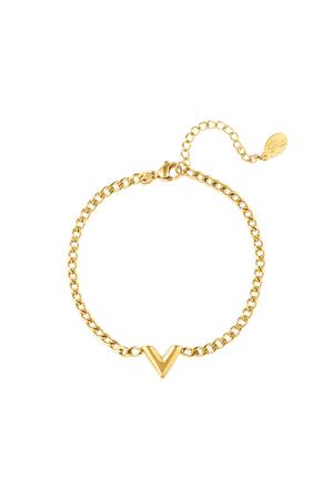 Stainless Steel Bracelet Letter V Gold h5 