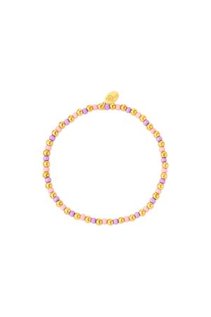 Armband farbige und goldene Perlen Lila Edelstahl h5 
