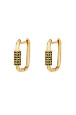 Green / Gold plated earrings with zircon stones Green Copper 
