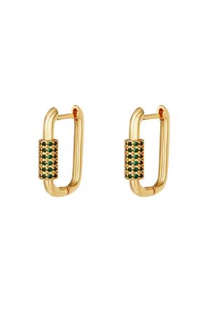 Gold plated earrings with zircon stones Green Copper h5 
