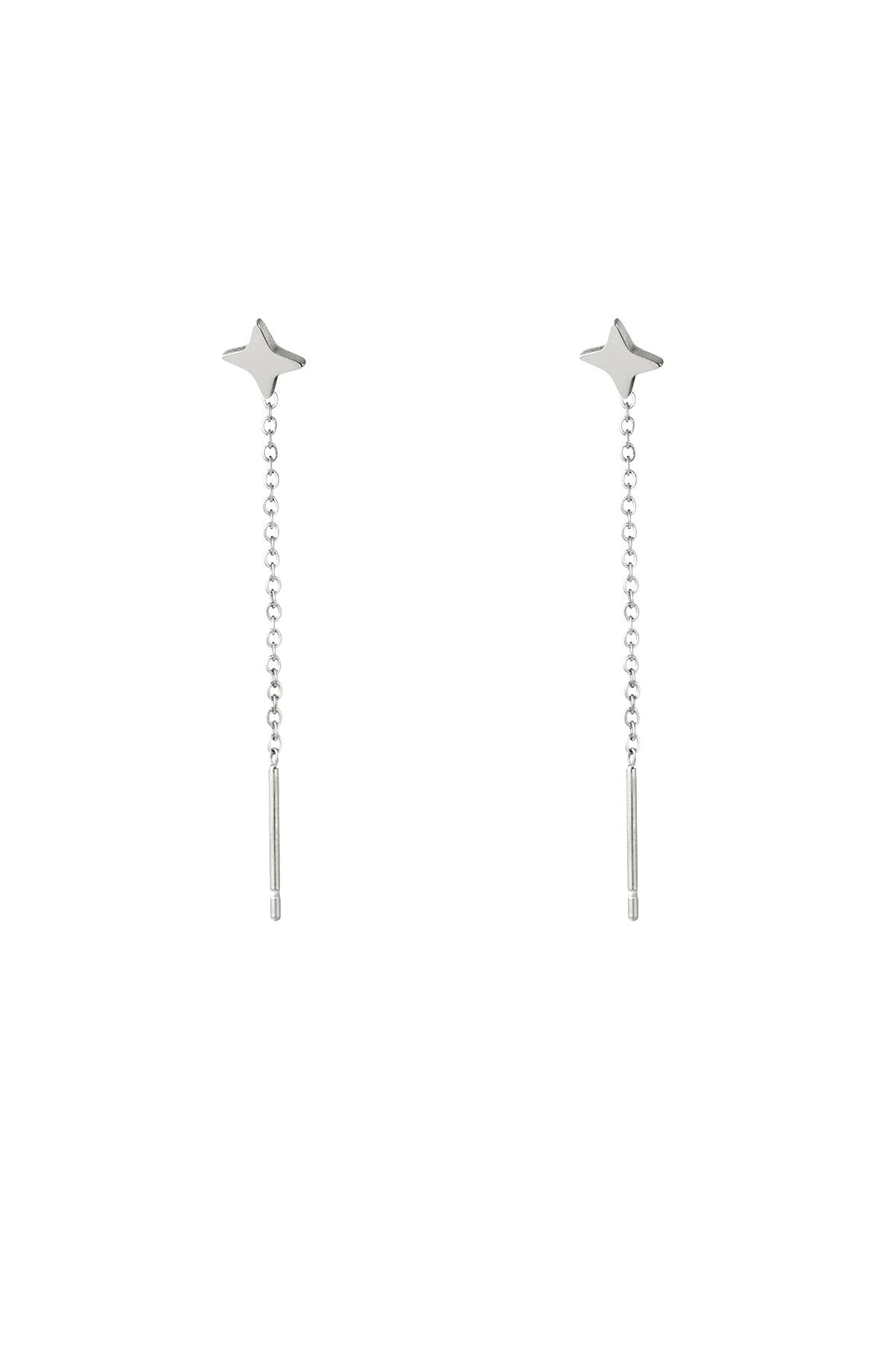 Stainless Steel Chain Earrings Diamond Silver h5 