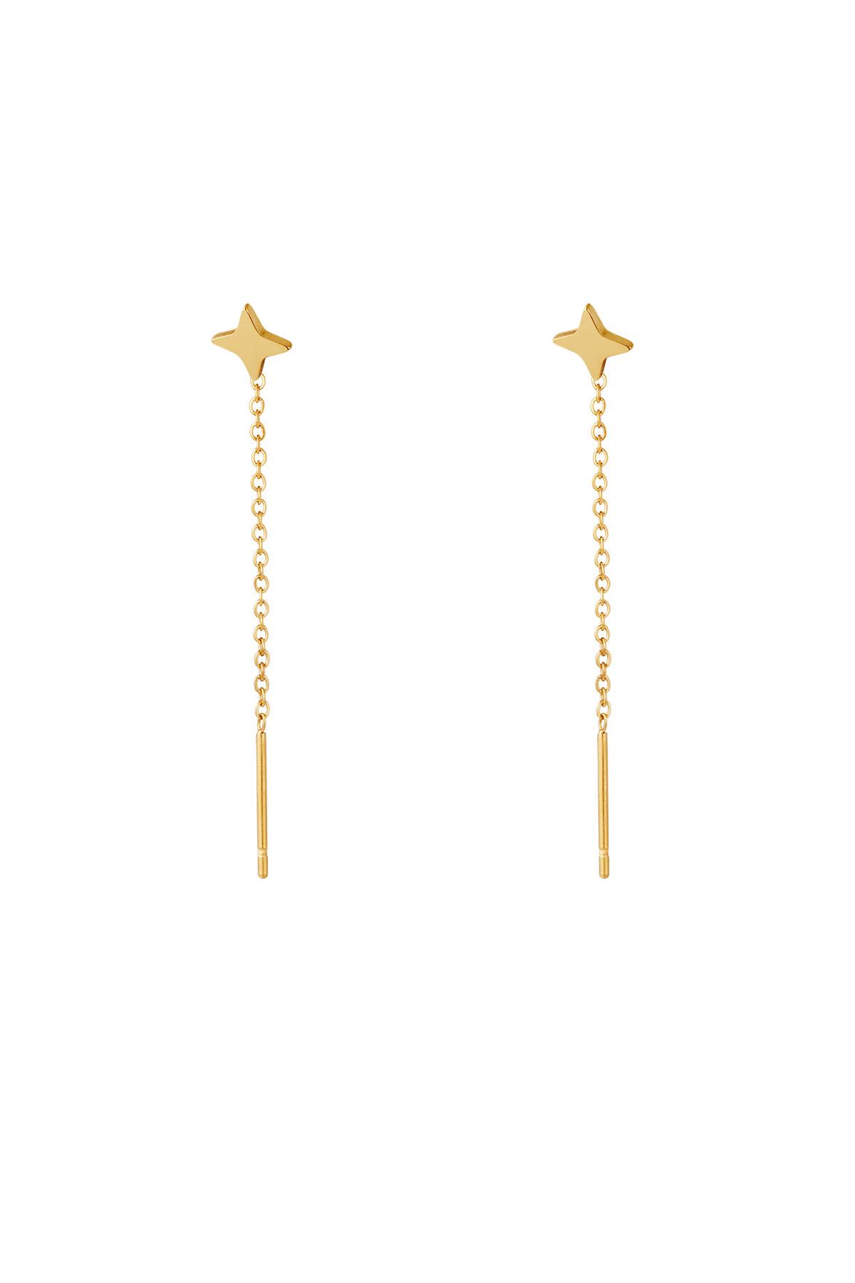 Stainless Steel Chain Earrings Diamond Gold color 2